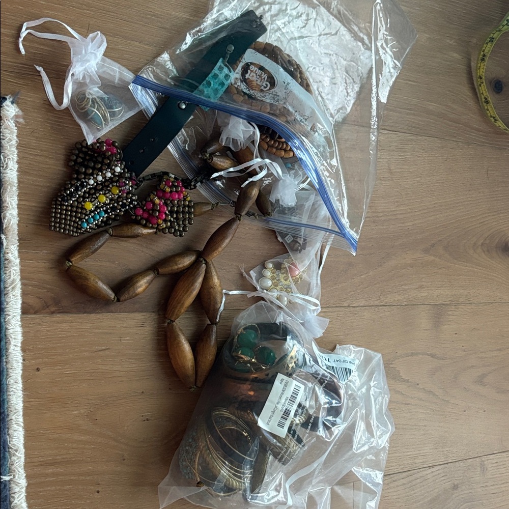 Assorted Jewelry Collection with Beaded Necklace Bangles